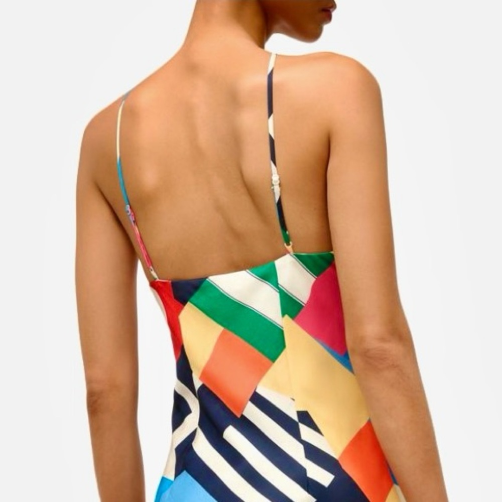 STAUD Multicolor Geometric Halter Maxi Dress — Red, Blue, Green & Yellow NWT - Picture 8 of 16